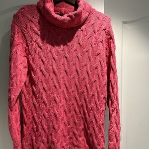 Scott Women's Pink Cable Knit Turtleneck Sweater